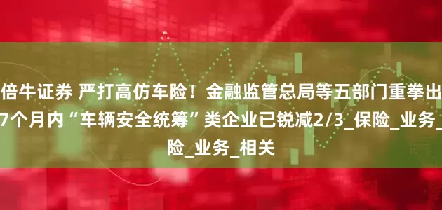 倍牛证券 严打高仿车险！金融监管总局等五部门重拳出击，7个月内“车辆安全统筹”类企业已锐减2/3_保险_业务_相关